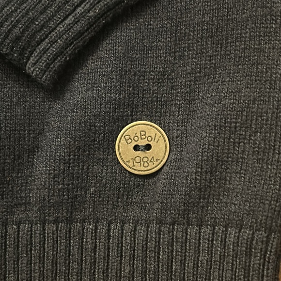 Boboli Navy Blue V- Neck Sweater with Grey Suede Elbow Patches / Boys 5 - Picture 6 of 8